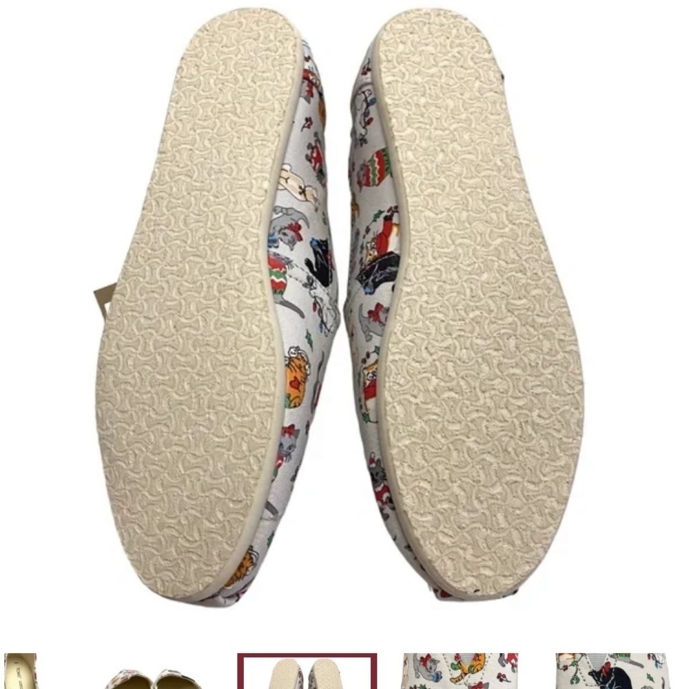 Toms Womens Belmont Christmas Holiday Cats Canvas Flat Shoes Casual Slip On NWT - Picture 3 of 7